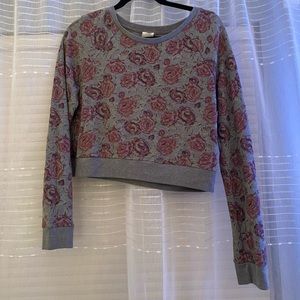 Cropped floral sweater
